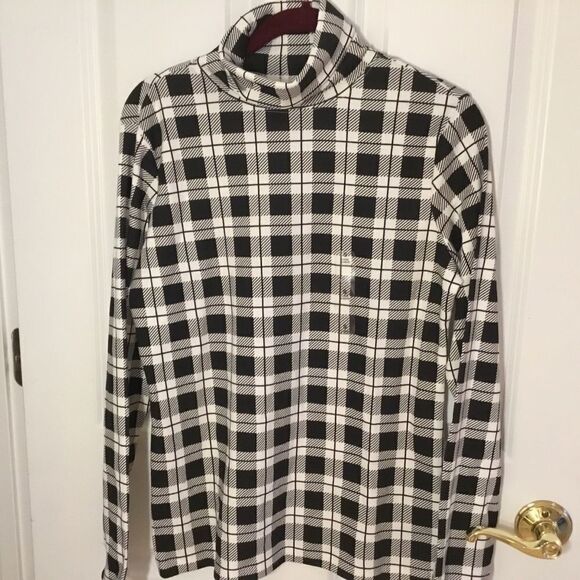NWT. Karen Scott B&W Check L/S Turtleneck Small - Picture 1 of 6